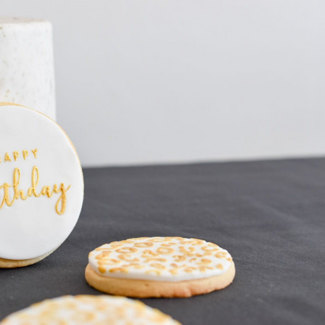 Gold Happy Birthday Biscuits